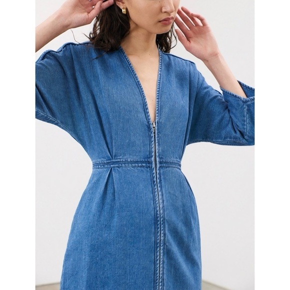 Mara Hoffman Midi Denim Long-Sleeve Annetta Dress - Picture 4 of 8